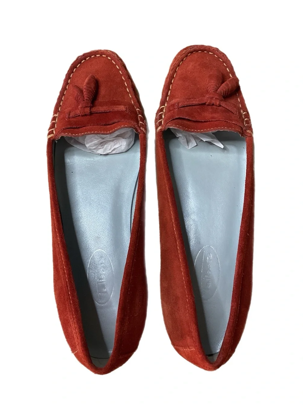Talbots Francesca Orange Suede Tassel Driving Moccasins Loafers Size 8